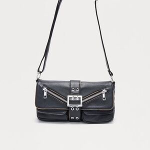 Fashion Nova Black Shoulder Bag with Silver Accents